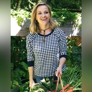 NWT Draper James Natalie Sweatshirt in Navy Gingham